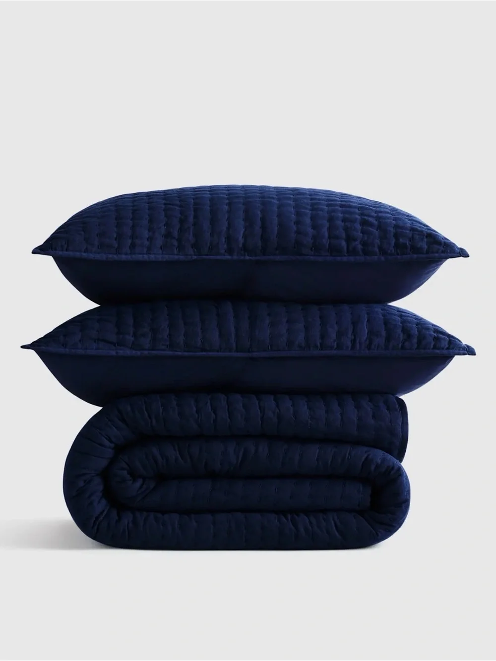 Quince NWOT Linen and Cotton Stitch Quilt Set in Navy full/Queen 918